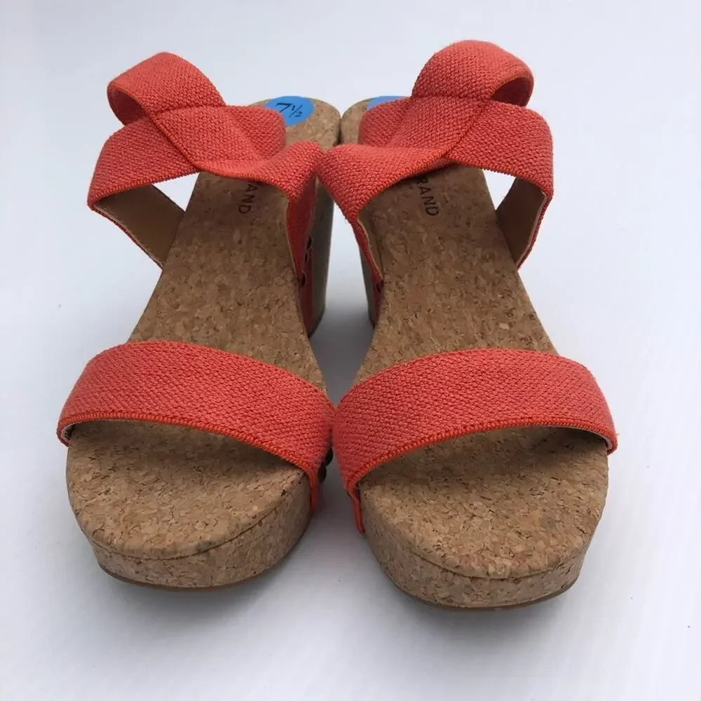 New! Lucky Brand Maxyne cork wedge sandal platform size 7.5 coral